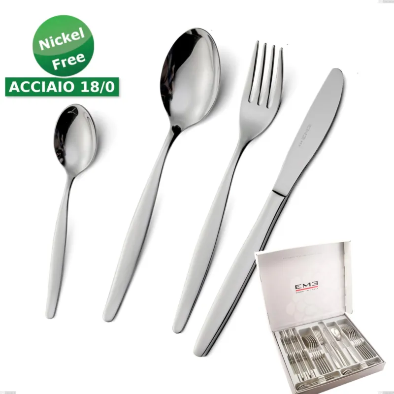 Cofanetto 24 pezzi Beme acciaio 18/O (ASI 430 ) Nichel Free, spessore 2 mm cromo lucido Eme Posaterie Acquista Ora