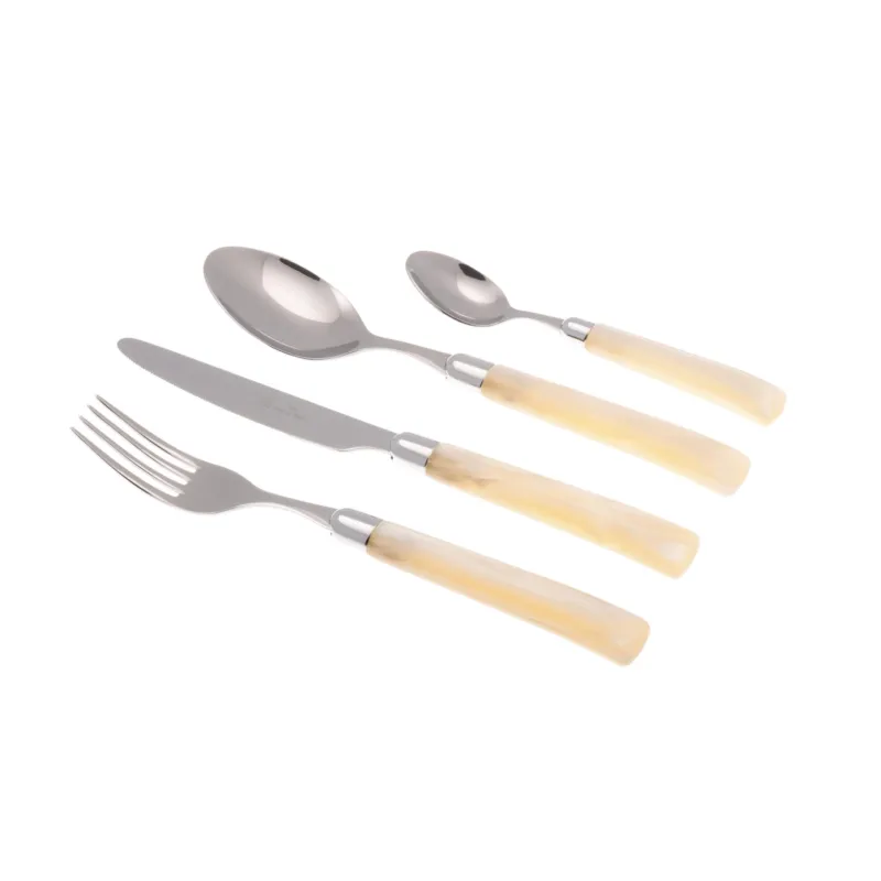 Più Venduto Posto tavola servizio posate 4 Pezzi GIADA in acciaio inox 18/10 manico in metacrilato spessore 2,5 mm colorato avorio Rivadossi