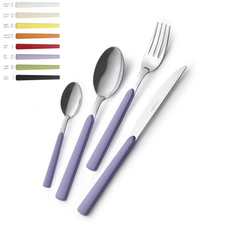 Servizio Posate Colorate 4 pezzi FAST 1 Coltello 1 Forchetta 1 Cucchiaio 1 Cucchiaino caffè in acciaio 18.C Eme Posaterie Arancio 79 EME Prezzo Di Fabbrica