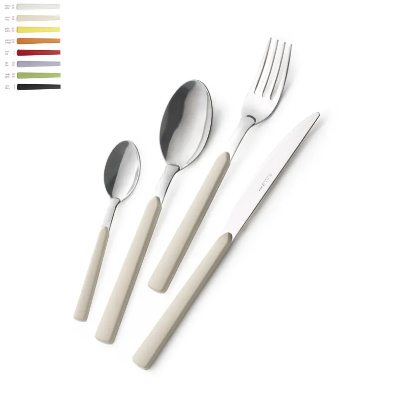 Occasione Imperdibile Servizio Posate Colorate 4 pezzi FAST 1 Coltello 1 Forchetta 1 Cucchiaio 1 Cucchiaino caffè in acciaio 18.C Eme Posaterie Arancio 79 EME