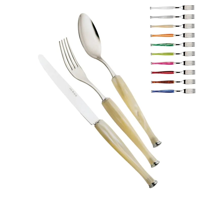Servizio posate MOTIVI 4 pezzi un posto tavola in acciaio inox 18/10 lucido spessore 2,5 mm Manico in acrilico madreperlato lavabile in lavastoviglie Domus e Design tartaruga A Buon Prezzo