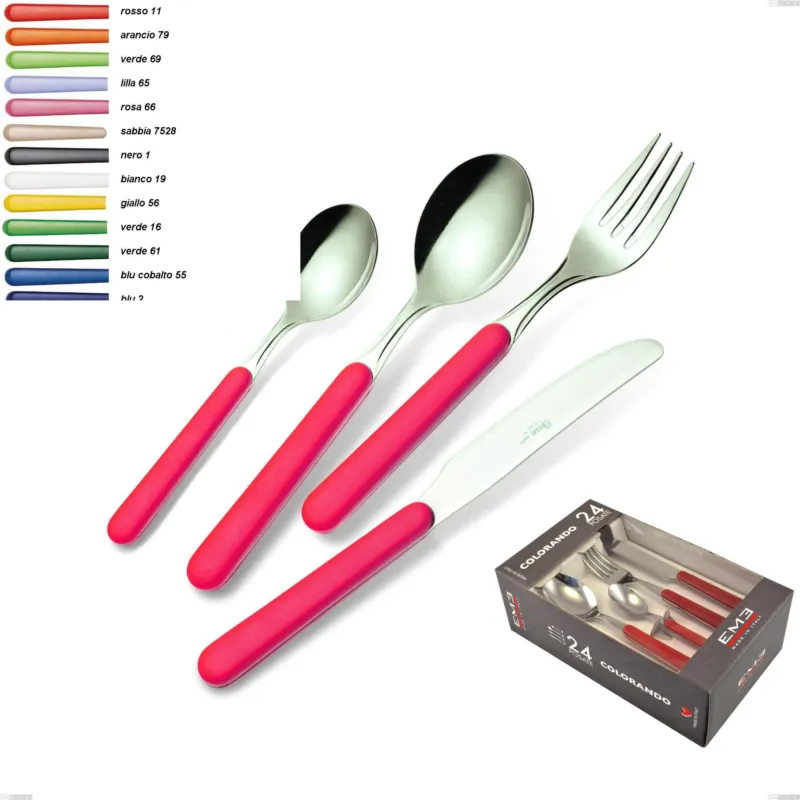Promozione Confezione colorando 24 pezzi posate Bonita, 18/C (AISI430) Eme Posaterie rosso 11