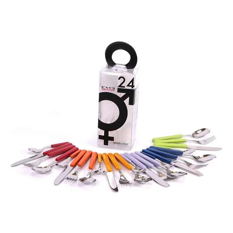 Super Prezzo Set di Posate Colorate assortite in 6 colori BONITA 24 pezzi in acciaio 18c in Confezione YOU And Me Eme Posaterie