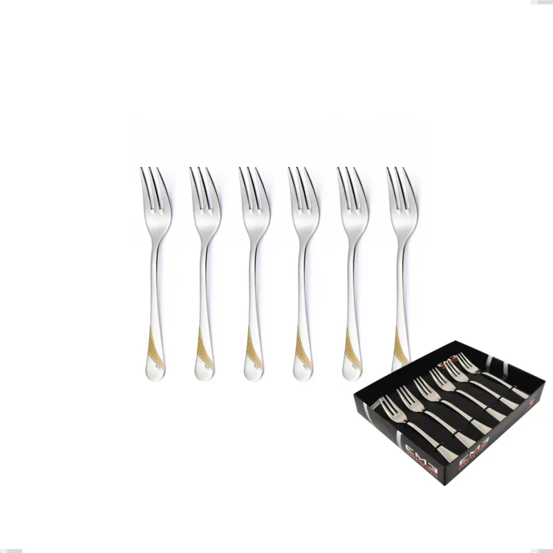 Miglior Prezzo Confezione vetrina 6 pezzi forchettine dolce Milano Inciso Oro , 18/10 (AISI304) finitura inox lucido e oro, spessore 2,5 mm Eme Posaterie