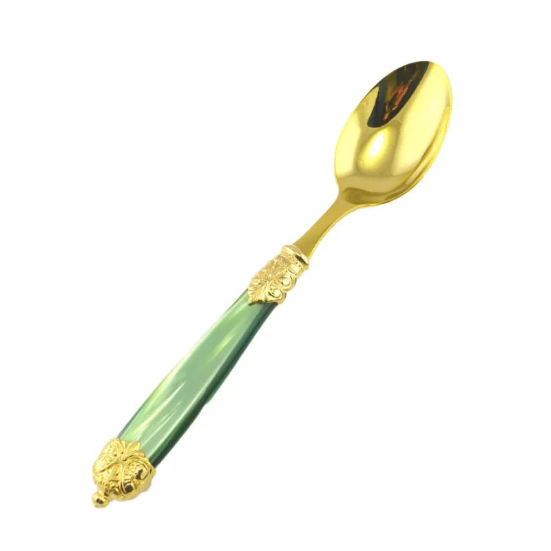 Cucchiaio da Tavola Mirage in Ghiere oro Tin Gold 18.10 (AISI 304) manico perlato doppia ghiera lavabili in lavastoviglie Verde Perlato Eme Posaterie avorio perlato 13 Miglior Prezzo