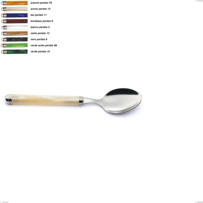 Saldi Cucchiaino frutta Linea Perlato, Acciaio inox 18/10 (AISI304) Lunghezza 185 mm manico in ABS doppia ghiera lavabili in lavastoviglie Eme Posaterie arancio perlato 79