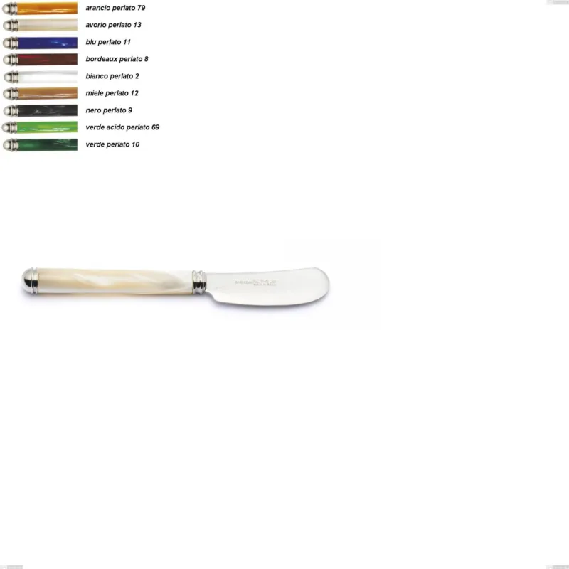Spalmaburro piccolo Linea Perlato, Acciaio inox 18/10 (AISI304) Lunghezza 148 mm manico in ABS doppia ghiera lavabili in lavastoviglie Eme Posaterie arancio perlato 79 Saldi