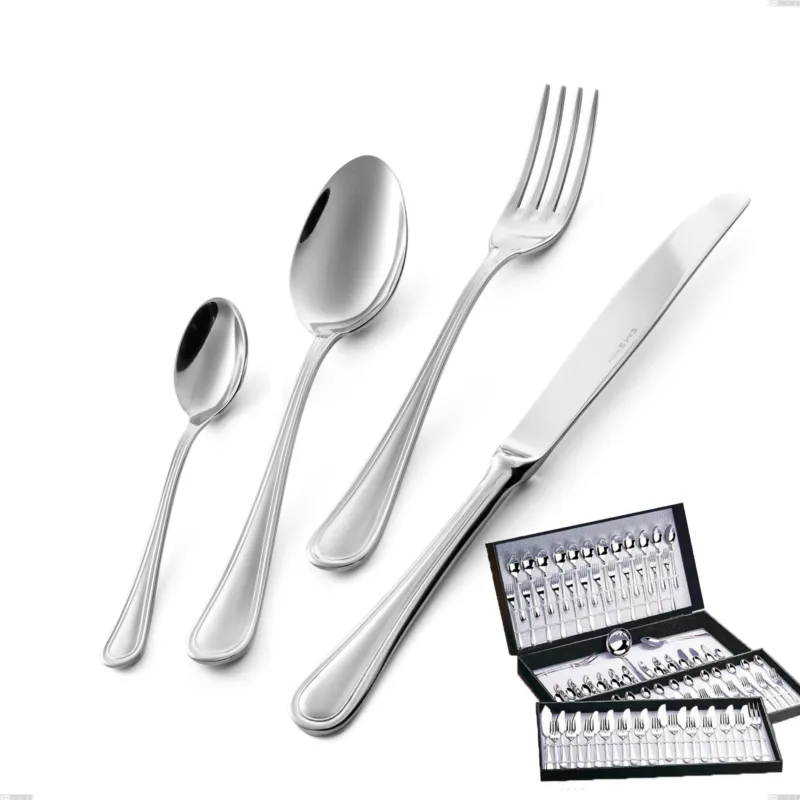 Economico Servizio di posate 113 pezzi in astuccio regalo coltello economico Impero, ACCIAIO INOX 18.10(AISI304), spessore 2.5 MM Eme Posaterie