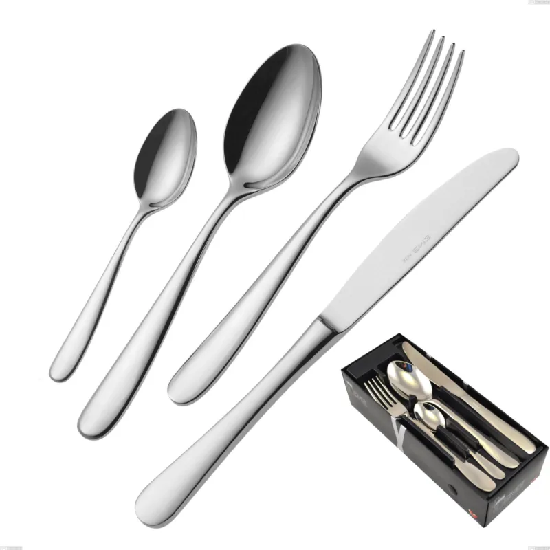 Confezione salvaspazio 24 pezzi Beta, 18.10 (AISI304), spessore 4mm, finitura inox lucido a specchio Eme Posaterie Direttamente Dal Produttore