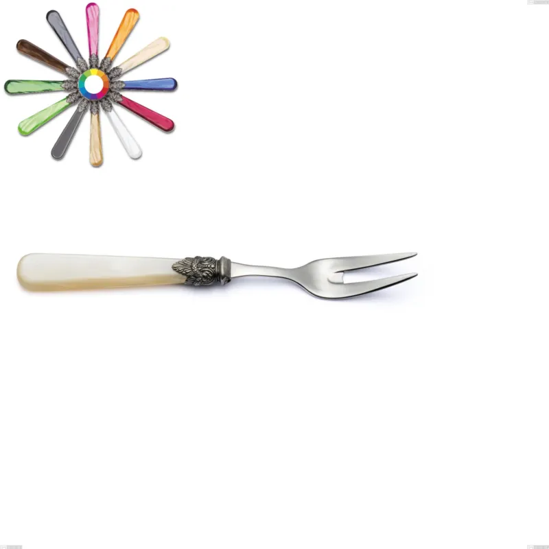 Ultima Occasione Forchetta carne Napoleon Perlato, (acciaio 18.10 aisi304), Lunghezza 360 mm manici in metacrilato Eme Posaterie marrone perlato 1124