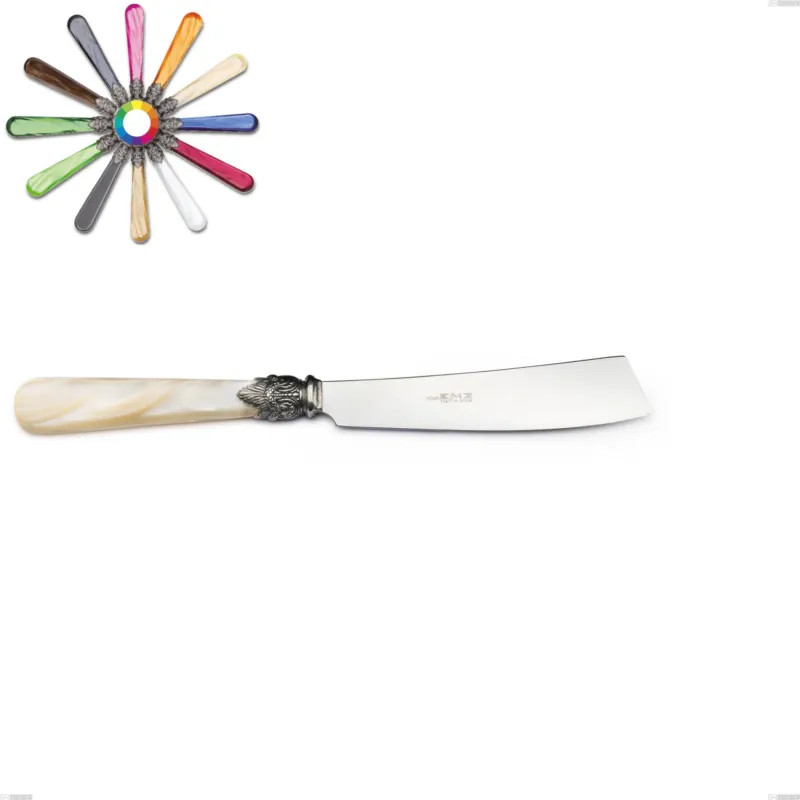 Coltello torta Napoleon Perlato, (acciaio 18.10 aisi304), Lunghezza 231 mm manici in metacrilato Eme Posaterie marrone perlato 1124 Ultima Occasione