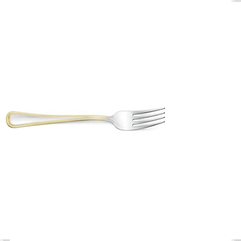 Ultime Pezzi Forchetta frutta Galles oro, acciaio 18-10, oro 24 carati lucido, spessore 2 mm, lunghezza 177 mm Eme Posaterie