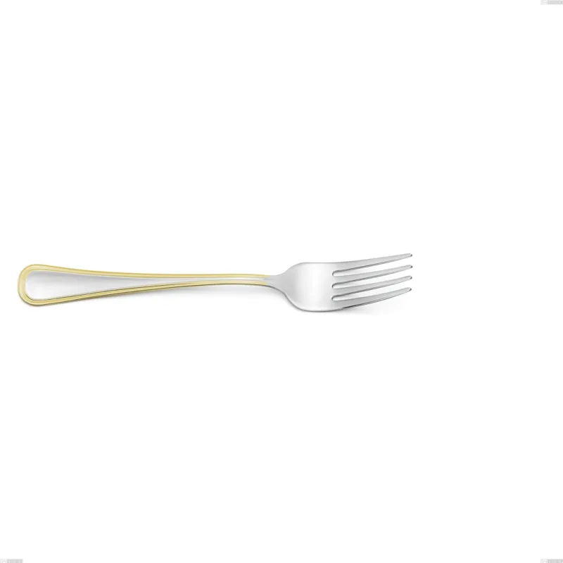 Forchetta tavola Galles oro, acciaio 18-10, oro 24 carati lucido, spessore 2 mm, lunghezza 195 mm Eme Posaterie Compra Adesso