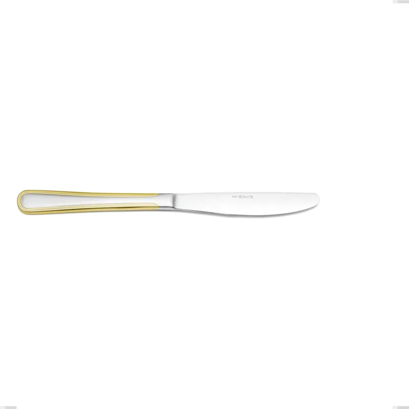 Coltello tavola Galles oro, acciaio 18-10, oro 24 carati lucido, spessore 2 mm, lunghezza 216 mm Eme Posaterie Di Tendenza