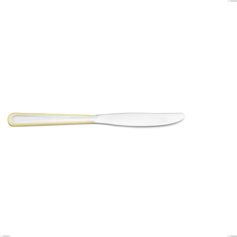 Coltello tavola economico Galles oro, acciaio 18-10, oro 24 carati lucido, spessore 2 mm, lunghezza 213 mm Eme Posaterie Offerta