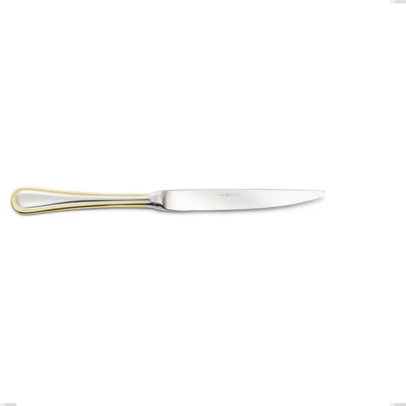 Coltello bistecca Impero oro, acciaio 18-10, oro 24 carati lucido, spessore 2.5 mm, lunghezza 228 mm Eme Posaterie Ultima Occasione