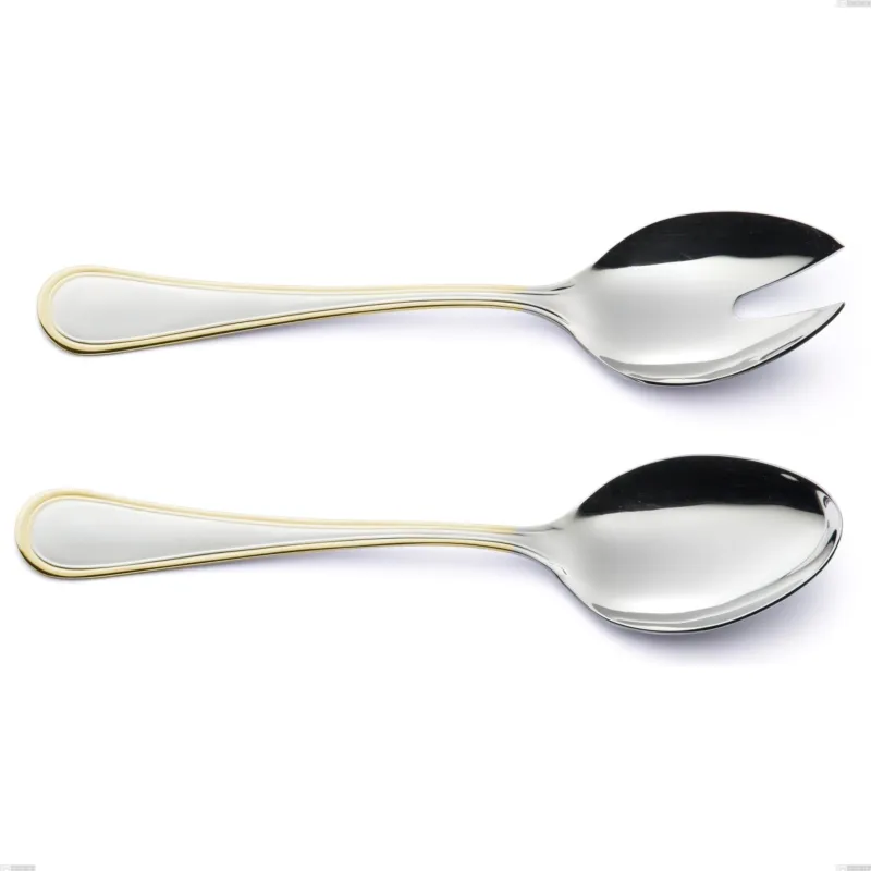 Reso Gratuito Coppia insalata Impero oro, acciaio 18-10, oro 24 carati lucido, spessore 2.5 mm, lunghezza 233 mm Eme Posaterie