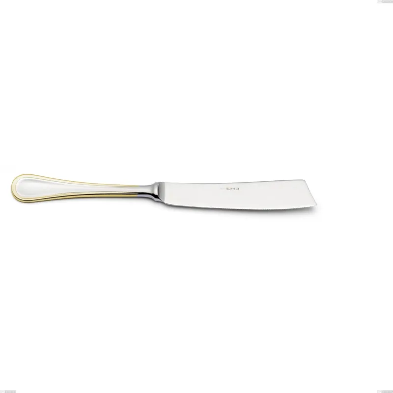 Coltello torta Impero oro, acciaio 18-10, oro 24 carati lucido, spessore 2.5 mm, lunghezza 232 mm Eme Posaterie Novità