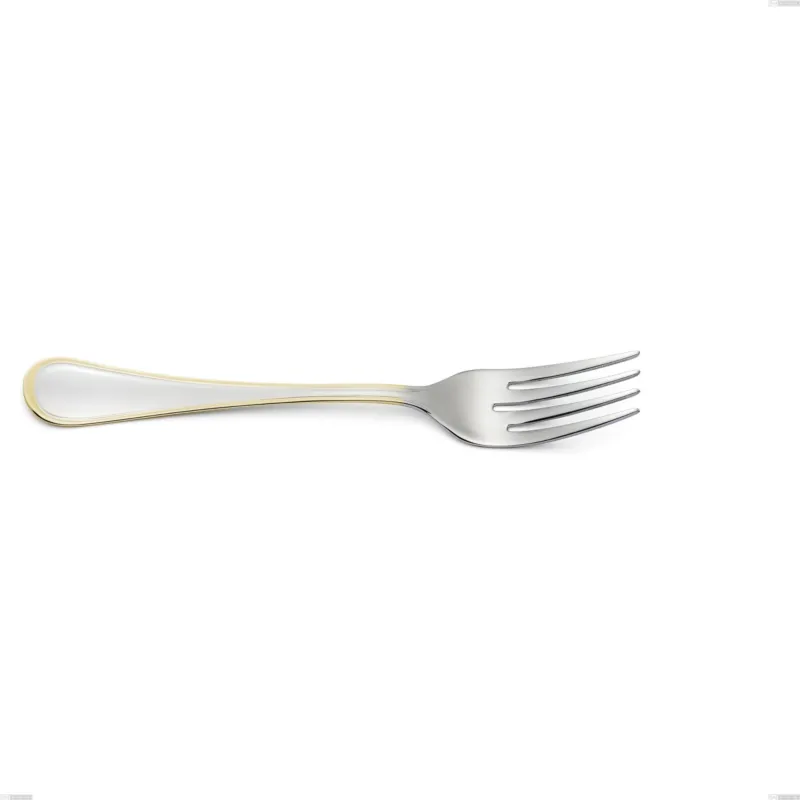 Forchetta pesce da servizio Impero oro, acciaio 18-10, oro 24 carati lucido, spessore 2.5 mm, lunghezza 230 mm Eme Posaterie Nuova Collezione
