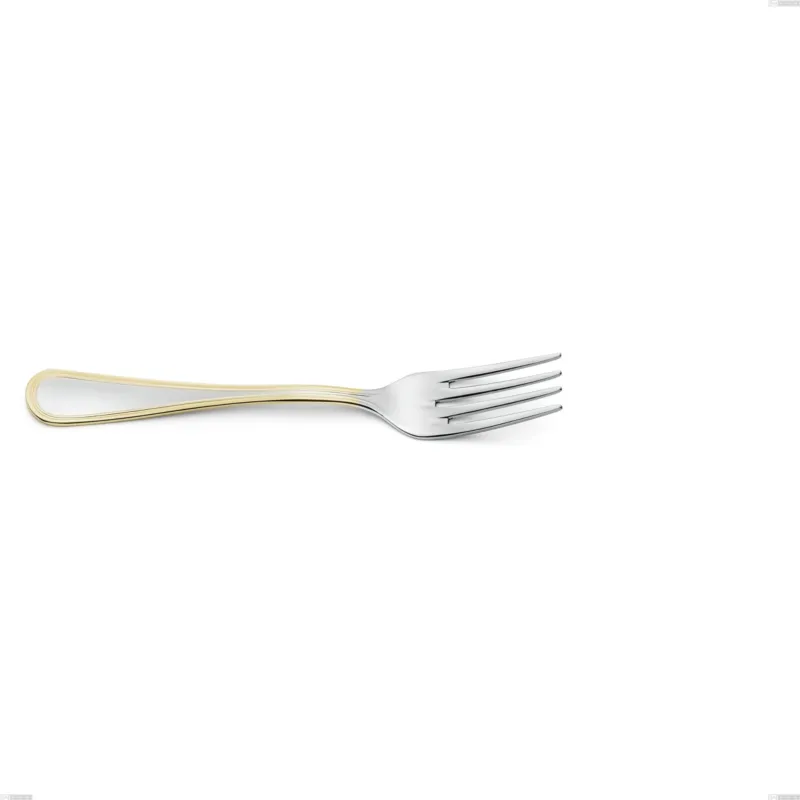 Forchetta pesce Impero oro, acciaio 18-10, oro 24 carati lucido, spessore 2.5 mm, lunghezza 184 mm Eme Posaterie Ultime Pezzi