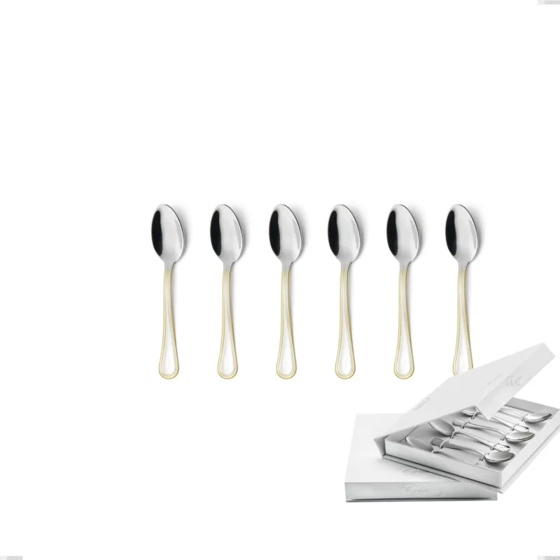 Must-Have Confezione a libro 6 pezzi cucchiaino moka Impero oro, acciaio 18-10, oro 24 carati lucido, spessore 2.5 mm Eme Posaterie