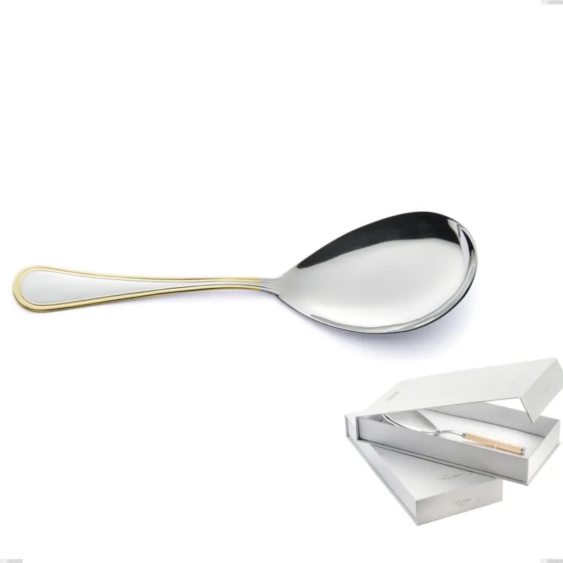 Offerta Limitata Confezione a libro 1 pezzo pala riso Impero oro, acciaio 18-10, oro 24 carati lucido, spessore 2.5 mm Eme Posaterie