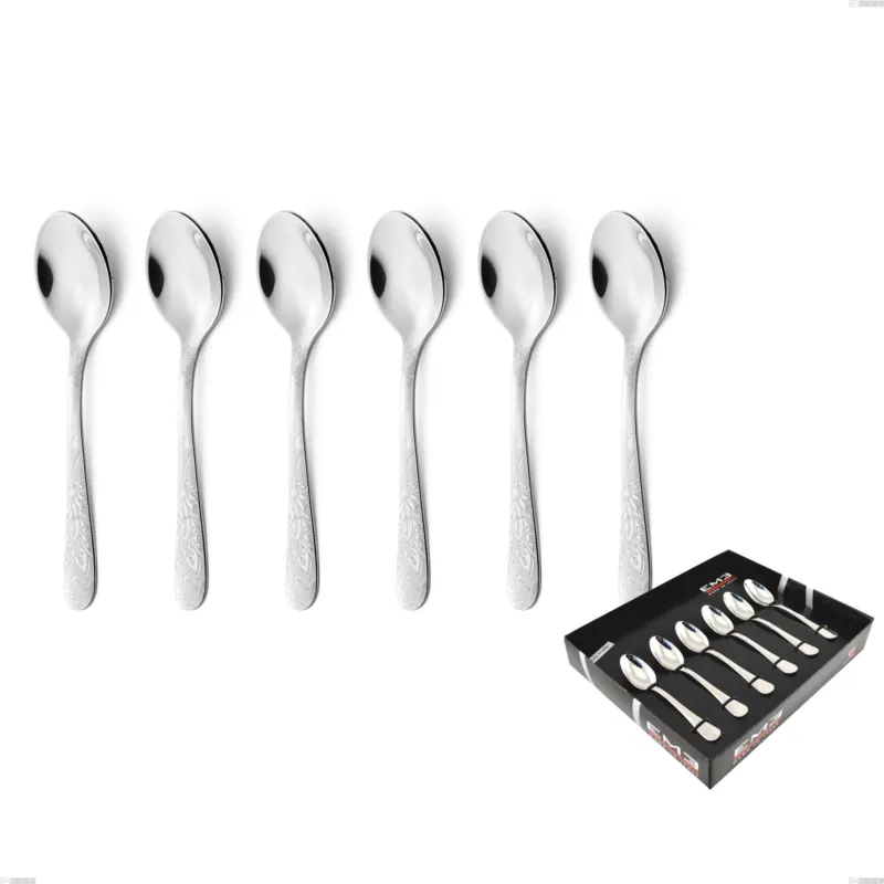 Bestseller Confezione vetrina 6 pezzi moka Charme Pechino, Acciaio 18/10 Inox Lucido con incisione al laser, spessore 2,5 mm mm Eme Posaterie