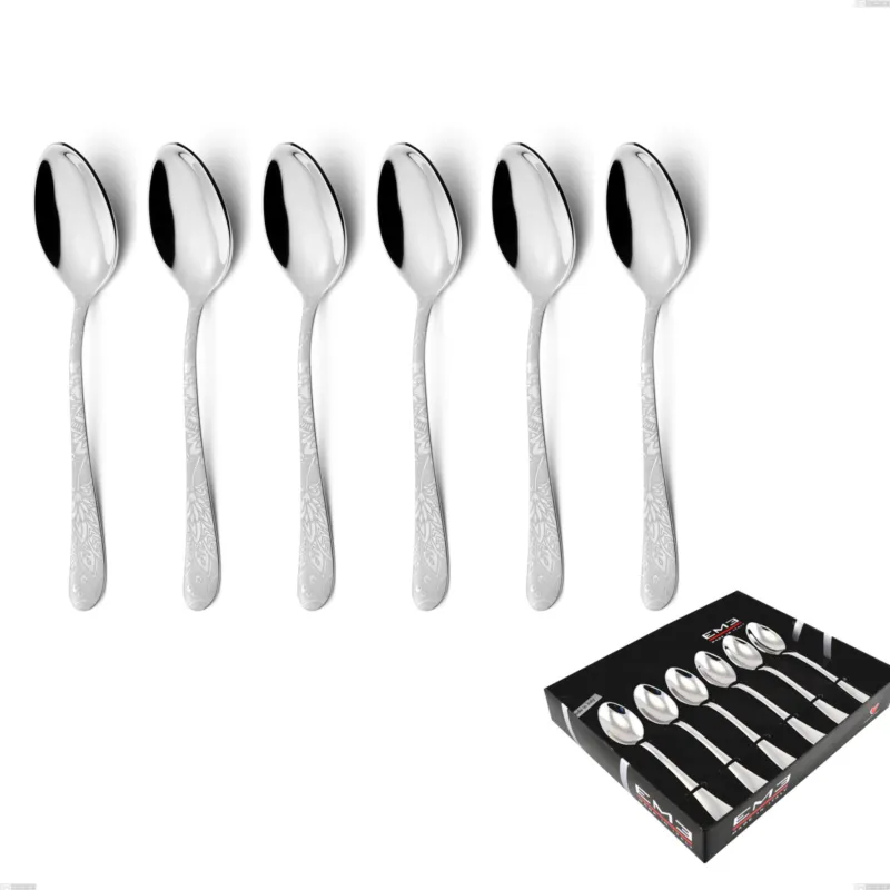 Confezione vetrina 6 pezzi caffè Charme Pechino, Acciaio 18/10 Inox Lucido con incisione al laser, spessore 2,5 mm mm Eme Posaterie Ultima Occasione