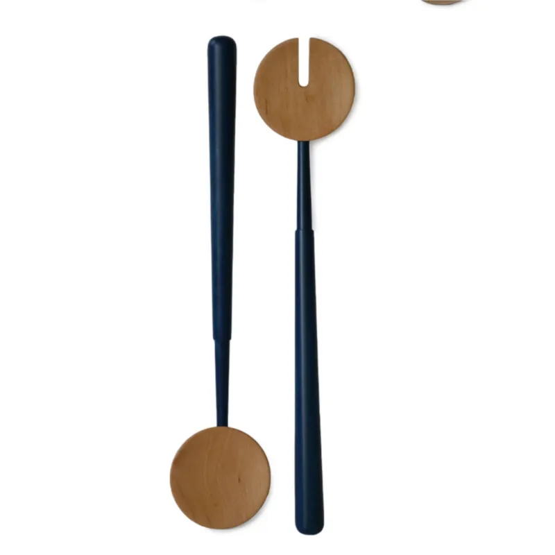 Coppia posate insalata in Legno Di Ontano 34x6,5 cm non lavabili in lavastoviglie colore Blu Manzoni Pietro Ultime Pezzi