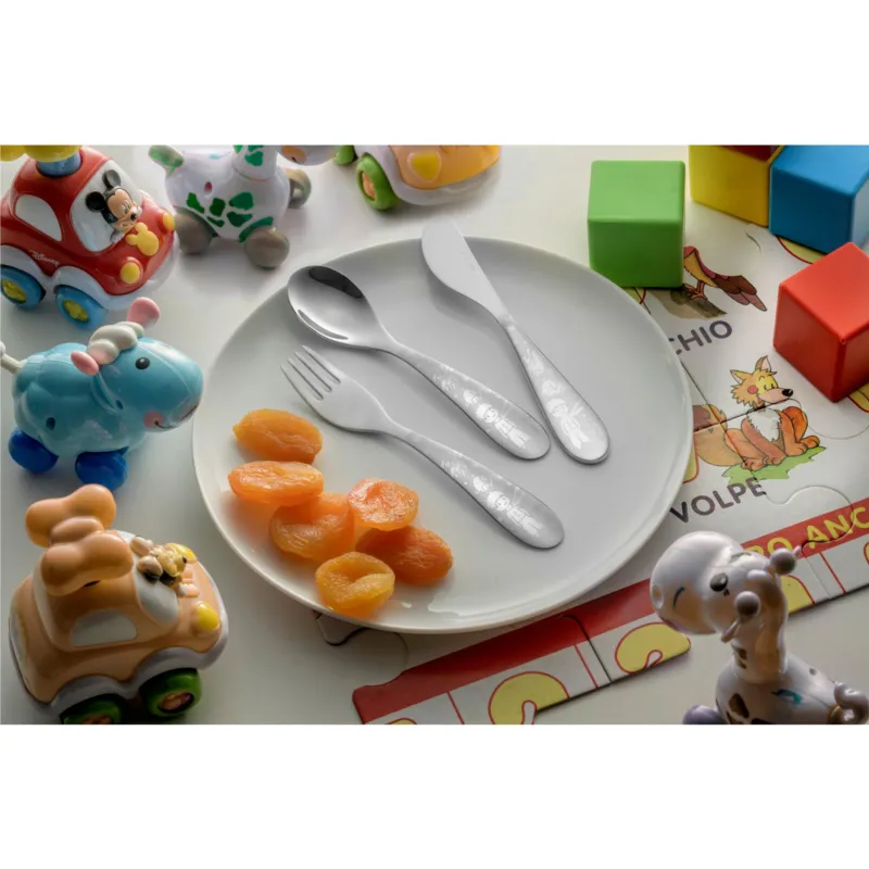 Set Pappa per bambini in acciaio inox 18/0 Birillo - Il Piccolo Principe + DI 18 MESI finitura inox lucida in scatola serigrafata Eme Posaterie Prezzo Di Fabbrica