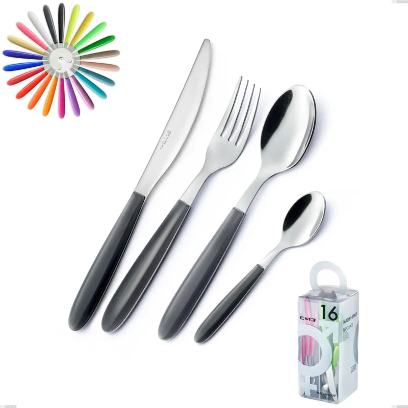 Offerta Lampo Confezione You&Me 16 pezzi vero, acciaio 18/0 aisi 430 nichel free manici abs acrilico Eme Posaterie giallo 82