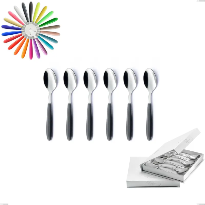 Offerta Limitata Confezione a libro 6 pezzi cucchiaini caffè vero, acciaio 18/0 aisi 430 nichel free manici abs acrilico Eme Posaterie giallo 82