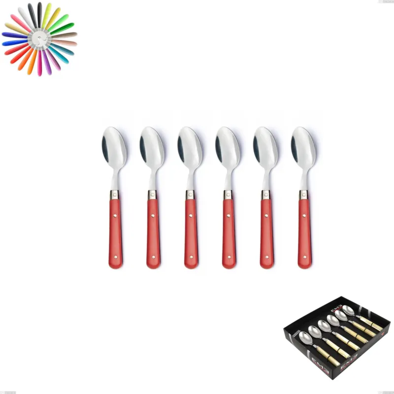 Più Venduto Confezione vetrina 6 pezzi cucchiaino caffe country, acciaio 18/10 aisi 304 manici in abs Eme Posaterie blu 2