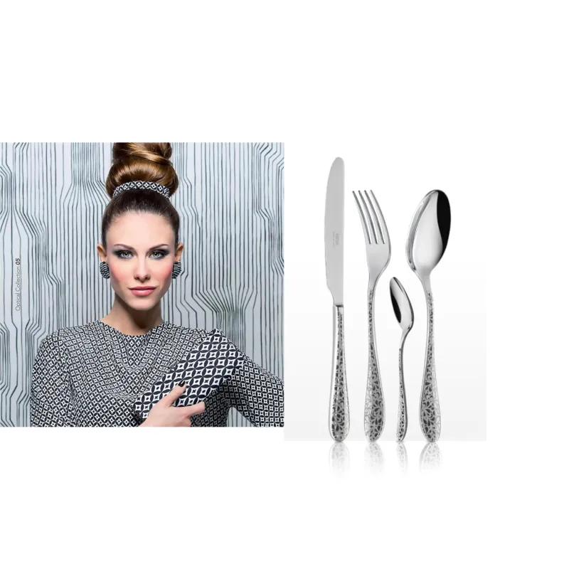 Servizio Posate in acciaio inox 18/10 set 24 pezzi Floreale spessore 3 mm 18/10 lucidato a specchio in confezione regalo lavabili in lavastoviglie Neva Posateria Creativa Ultima Occasione