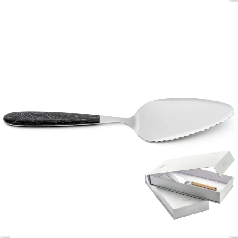 Promozione Esclusiva Confezione a libro 1 pezzo pala torta vero wenge, acciaio 18.0 nickel free, manicatura pbt sublimato acciaio lucido Eme Posaterie