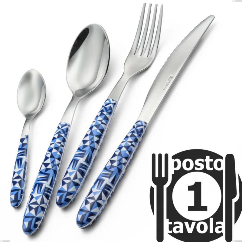 Confezione 1 posto tavola vero triangle, acciaio 18.0 nickel free, manicatura pbt sublimato acciaio lucido Eme Posaterie Bestseller