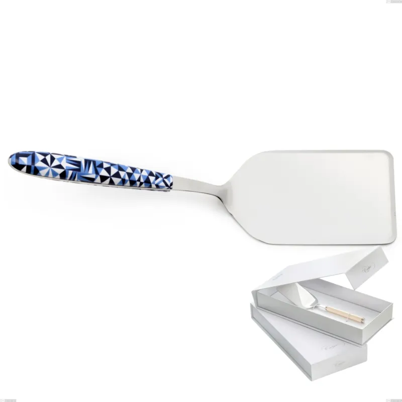 Vendita Finale Confezione a libro 1 pezzo pala lasagne vero triangle, acciaio 18.0 nickel free, manicatura pbt sublimato acciaio lucido Eme Posaterie