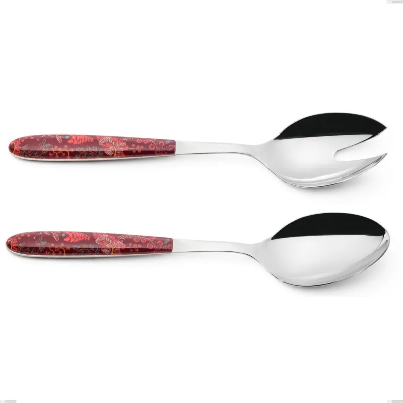 Economico Coppia insalata vero samarcanda, acciaio 18.0 nickel free, manicatura pbt sublimato acciaio lucido, lunghezza 250 mm Eme Posaterie