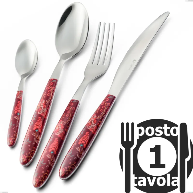 Prezzo Conveniente Confezione 1 posto tavola vero samarcanda, acciaio 18.0 nickel free, manicatura pbt sublimato acciaio lucido Eme Posaterie