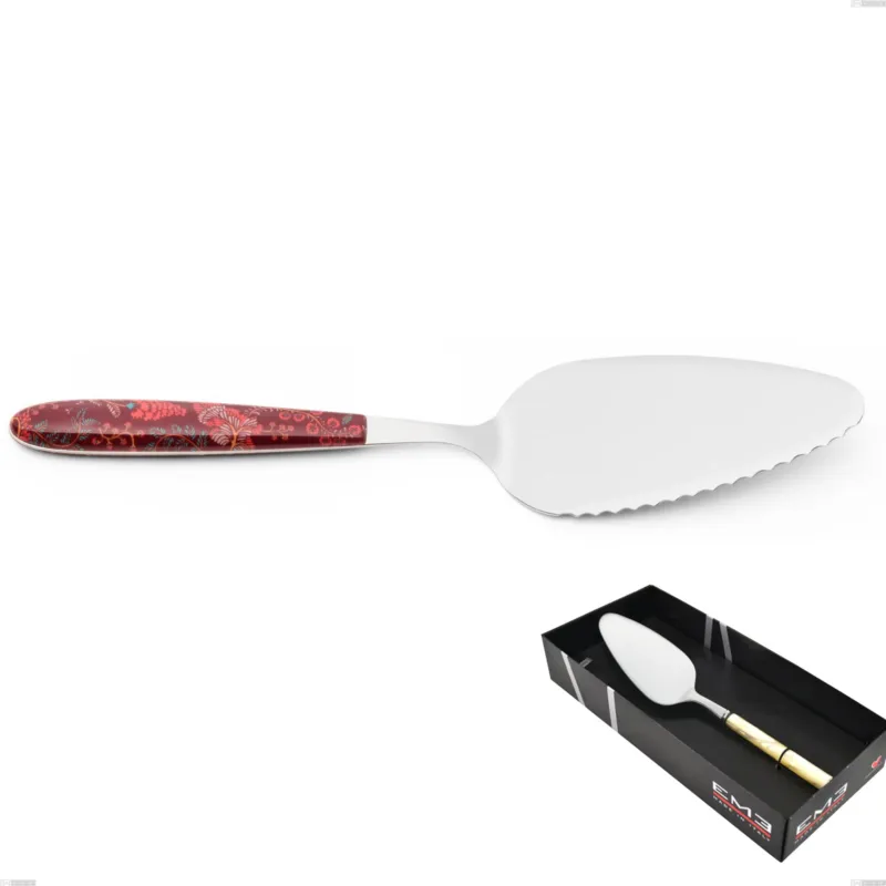 Esclusivo Confezione vetrina 1 pezzo pala torta vero samarcanda, acciaio 18.0 nickel free, manicatura pbt sublimato acciaio lucido Eme Posaterie