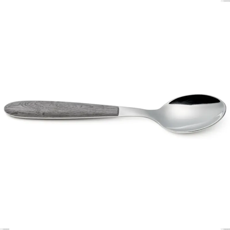 Cucchiaio tavola vero olmo grigio, acciaio 18.0 nickel free, manicatura pbt sublimato acciaio lucido, lunghezza 190 mm Eme Posaterie Più Venduto