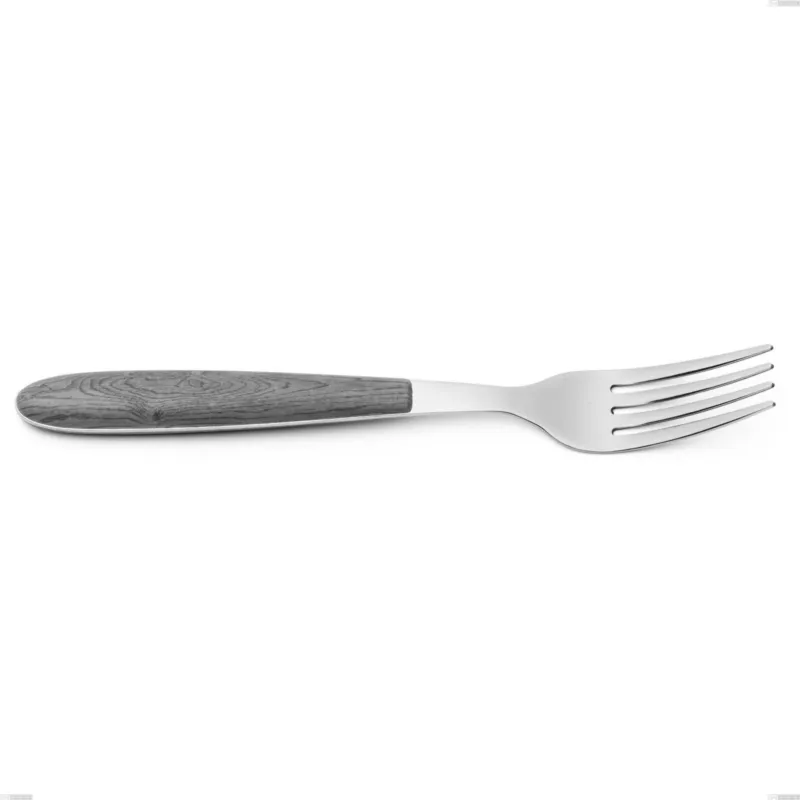 Forchetta tavola vero olmo grigio, acciaio 18.0 nickel free, manicatura pbt sublimato acciaio lucido, lunghezza 190 mm Eme Posaterie Di Tendenza