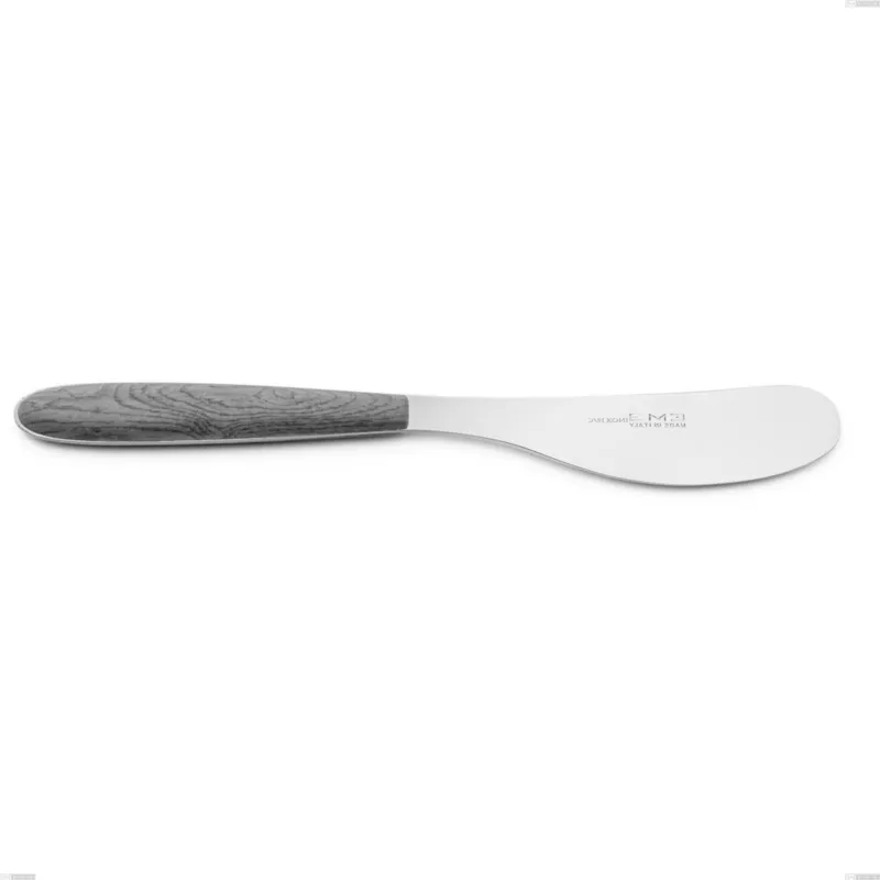Spalmaburro piccolo vero olmo grigio, acciaio 18.0 nickel free, dimensione 152 mm manicatura pbt sublimato acciaio lucido, lunghezza 160 mm Eme Posaterie Ultime Pezzi