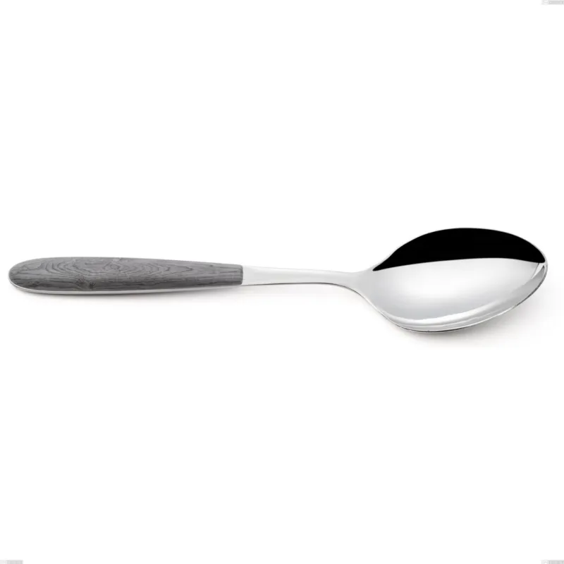 Cucchiaio da servizio vero olmo grigio, acciaio 18.0 nickel free, manicatura pbt sublimato acciaio lucido, lunghezza 250 mm Eme Posaterie Compra Adesso