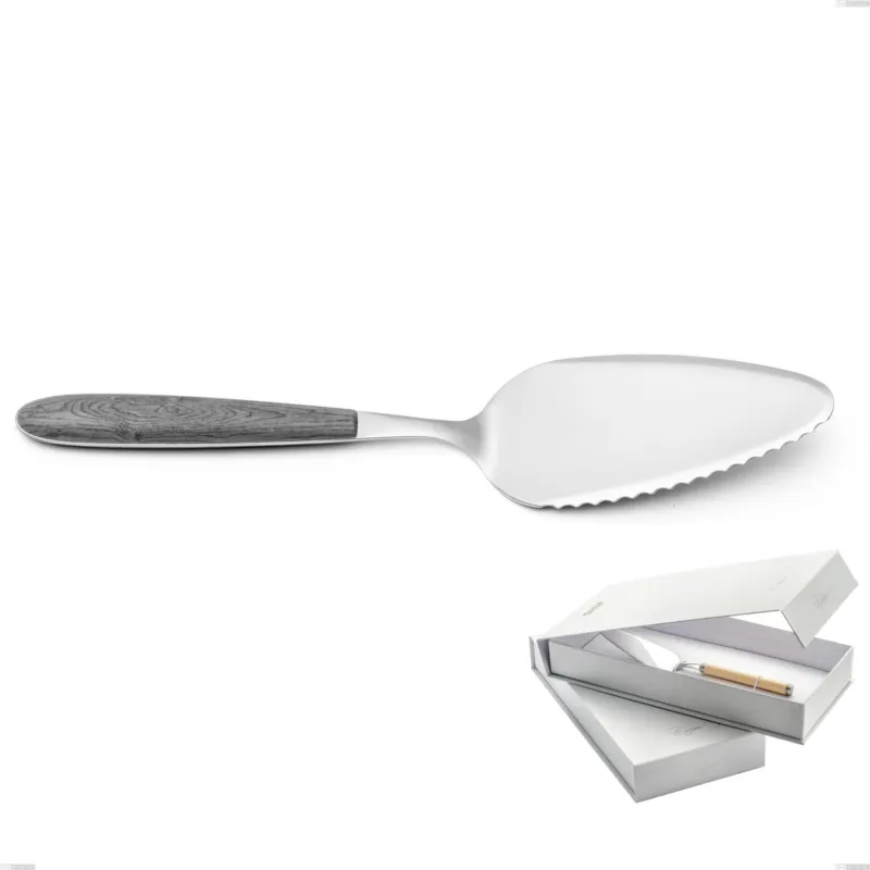Acquista Ora Confezione a libro 1 pezzo pala torta vero olmo grigio, acciaio 18.0 nickel free, manicatura pbt sublimato acciaio lucido Eme Posaterie