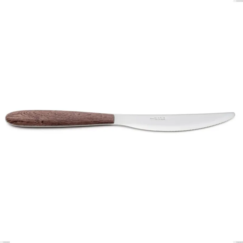 Coltello tavola vero noce, acciaio 18.0 nickel free, manicatura pbt sublimato acciaio lucido, lunghezza 220 mm Eme Posaterie Solo Oggi