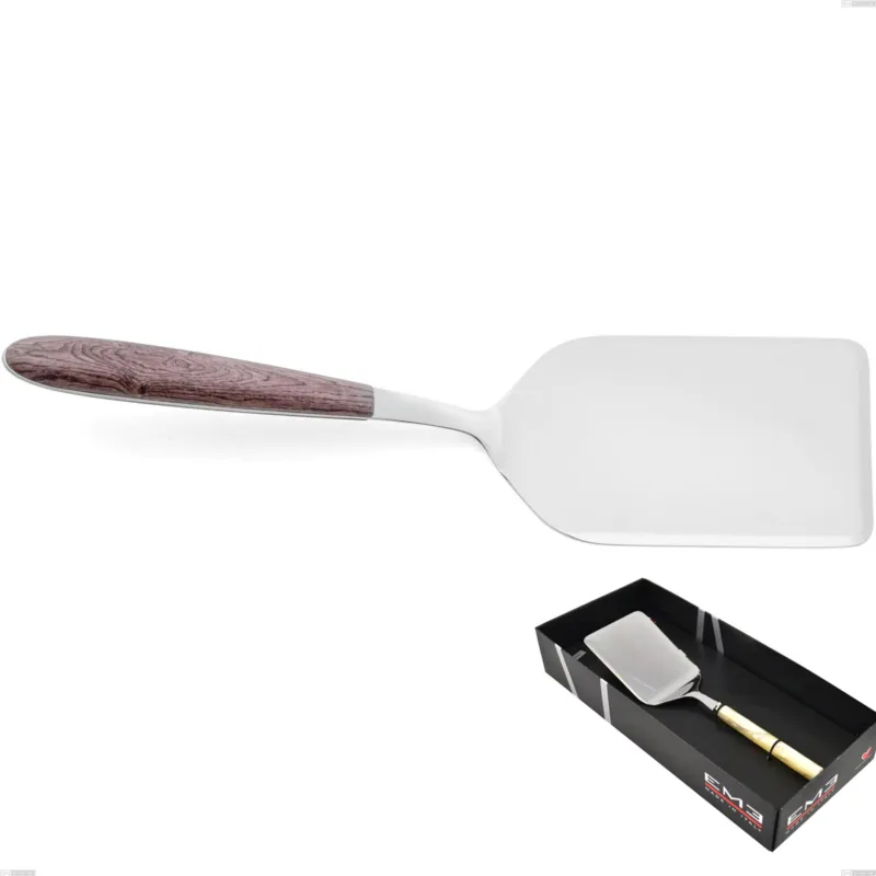 Consegna Rapida Confezione vetrina 1 pezzo pala lasagne vero noce, acciaio 18.0 nickel free, manicatura pbt sublimato acciaio lucido Eme Posaterie
