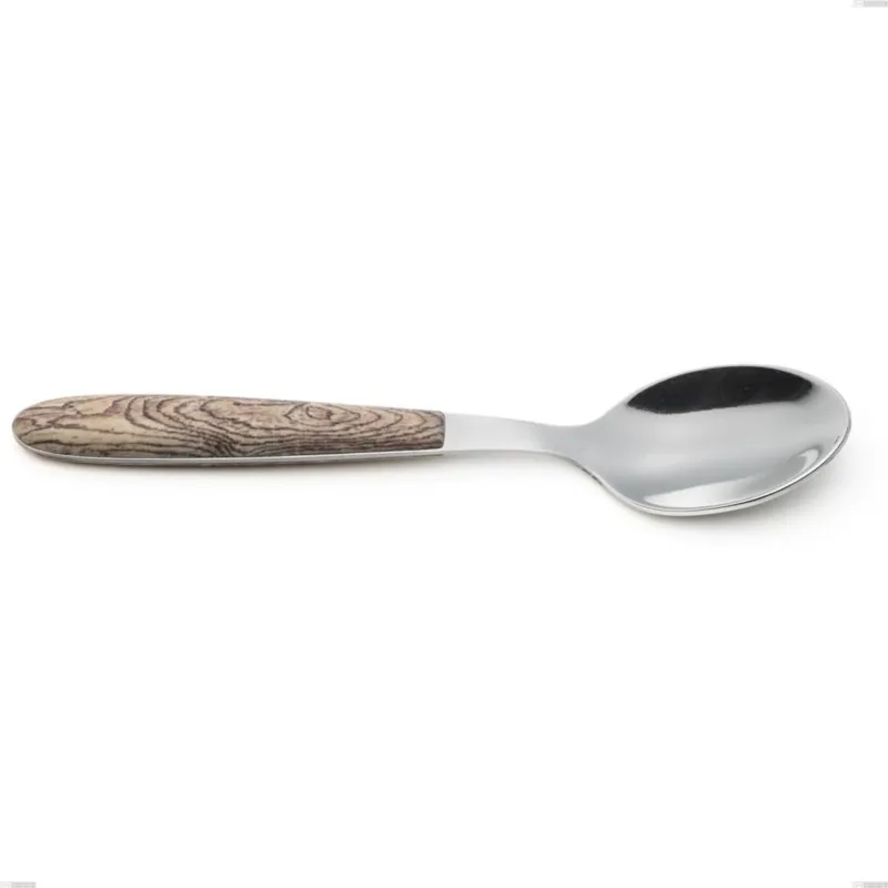 Quantità Limitata Cucchiaino caffè vero larice, acciaio 18.0 nickel free, manicatura pbt sublimato acciaio lucido, lunghezza 140 mm Eme Posaterie