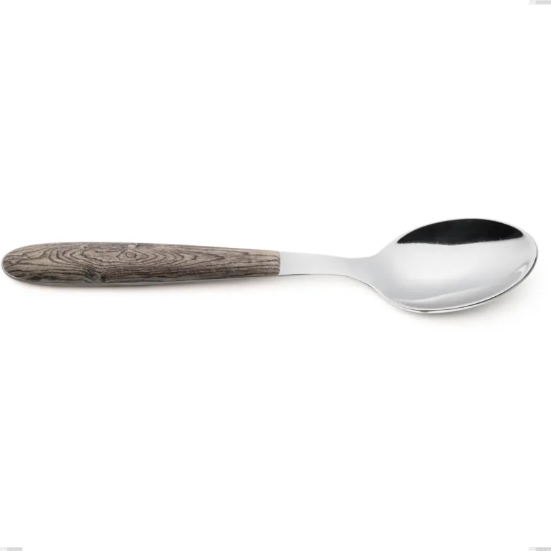 Must-Have Cucchiaio tavola vero larice, acciaio 18.0 nickel free, manicatura pbt sublimato acciaio lucido, lunghezza 190 mm Eme Posaterie