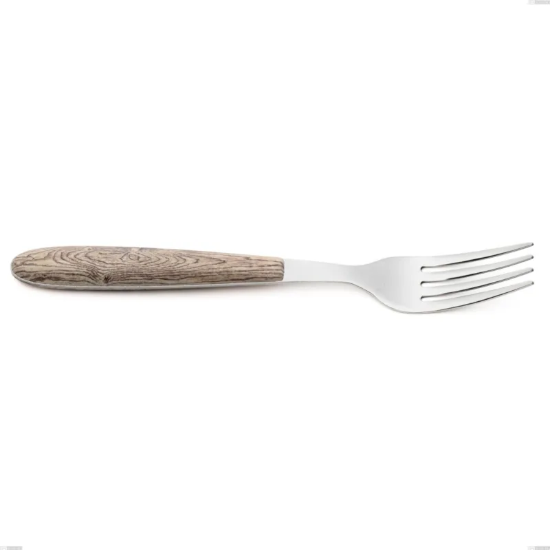 Forchetta tavola vero larice, acciaio 18.0 nickel free, manicatura pbt sublimato acciaio lucido, lunghezza 190 mm Eme Posaterie Di Tendenza